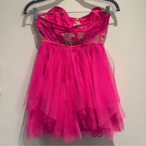 For Love & Lemons Rosario BarbieCore Hot Pink Mini Bustier Dress Women’s Size XS - Picture 11 of 11
